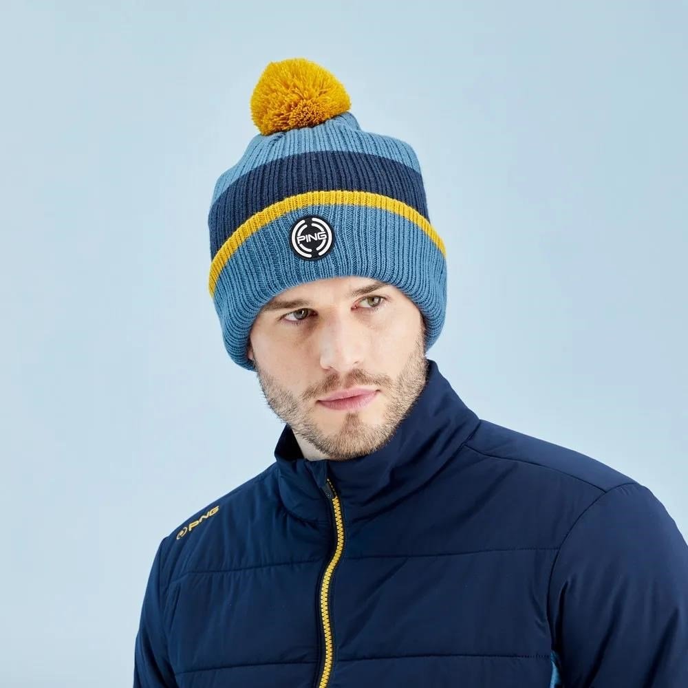 Ping Bassett Striped Knitted Herren Wintermütze, blue fusion multi