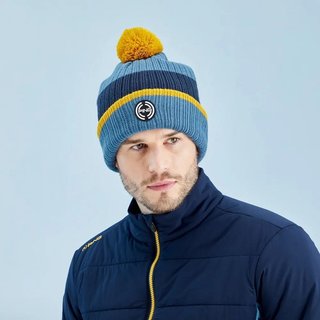Ping Bassett Striped Knitted Herren Wintermütze, blue fusion multi