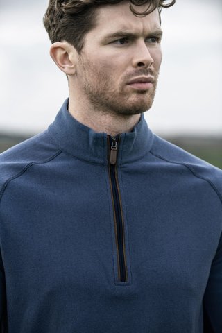 Callaway Brushed Rib 1/4 Zip Herren Sweatshirt, blau