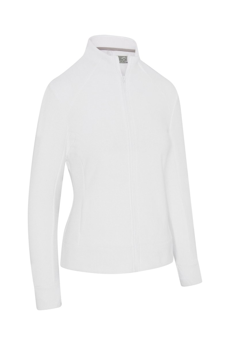 Callaway Stretch Waffle Knit Fleece Damenjacke, weiss