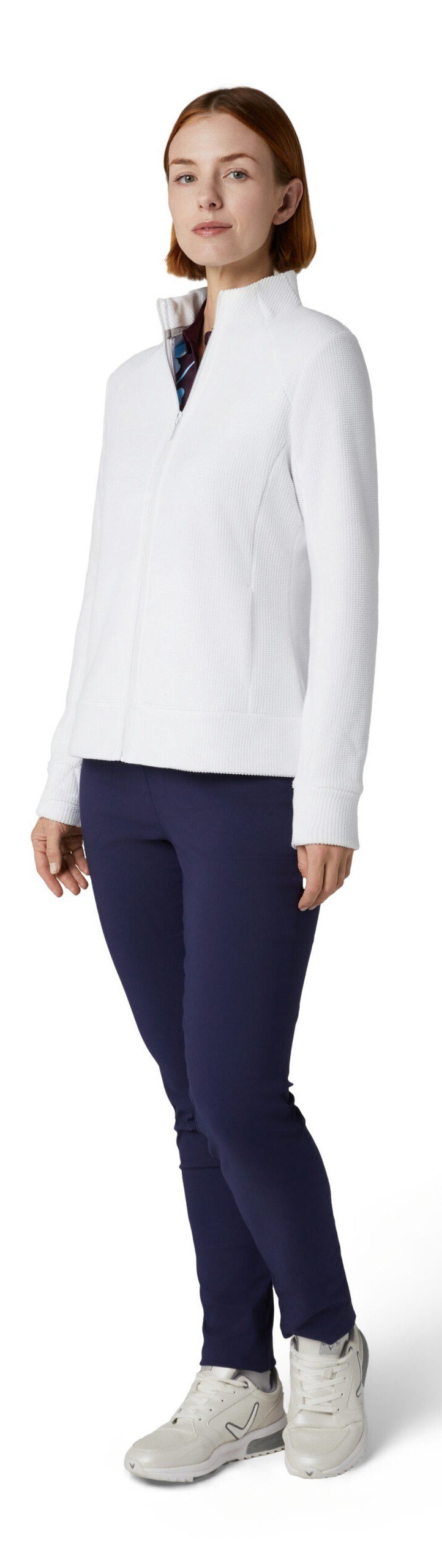 Callaway Stretch Waffle Knit Fleece Damenjacke, weiss