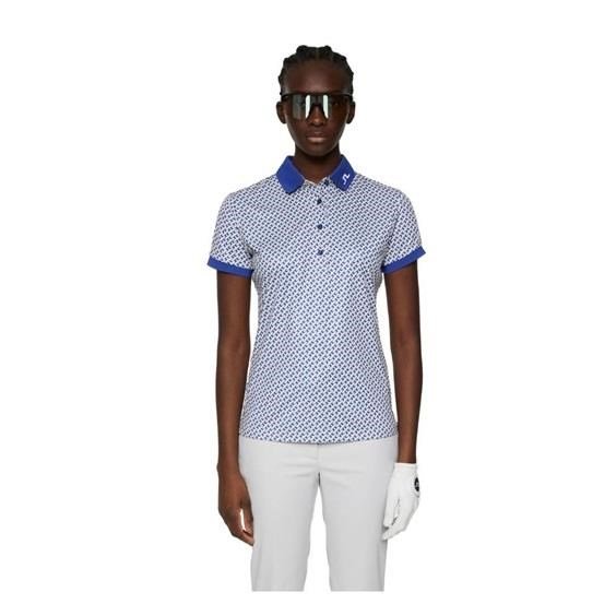 J.Lindeberg Tour Tech Print Damen Poloshirt, tour geo moonbeam