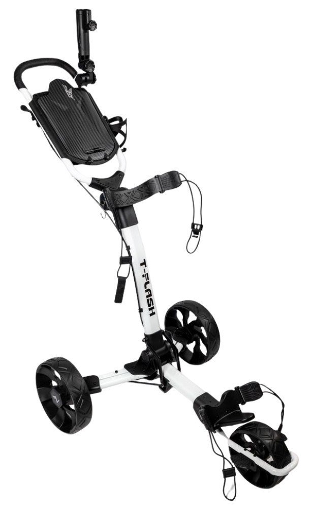 TriLite T-Flash golftrolley, weiss/schwarz, Carbon-Dekor