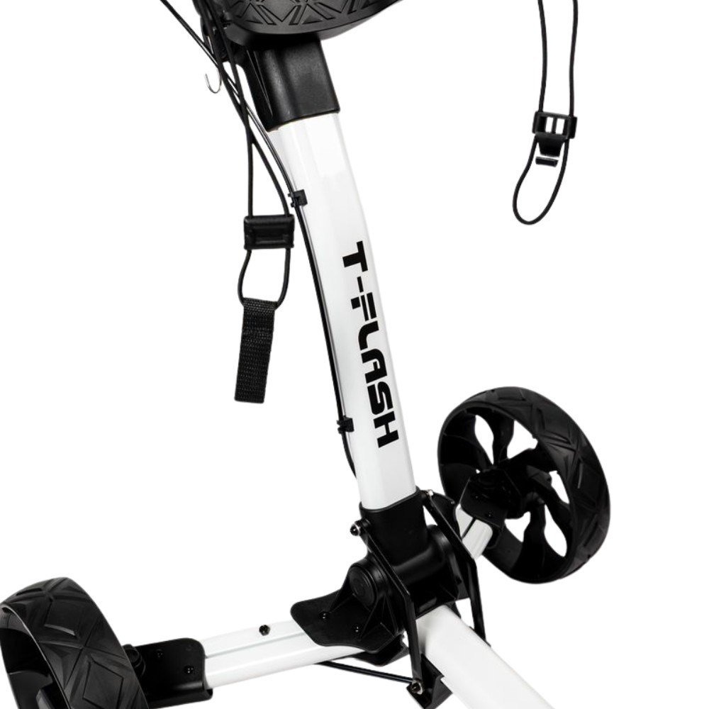 TriLite T-Flash golftrolley, weiss/schwarz, Carbon-Dekor