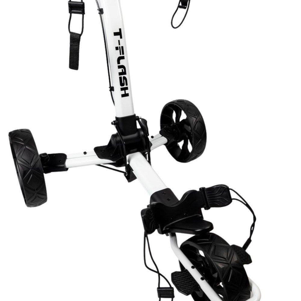 TriLite T-Flash golftrolley, weiss/schwarz, Carbon-Dekor