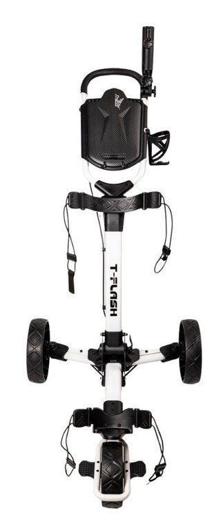TriLite T-Flash golftrolley, weiss/schwarz, Carbon-Dekor