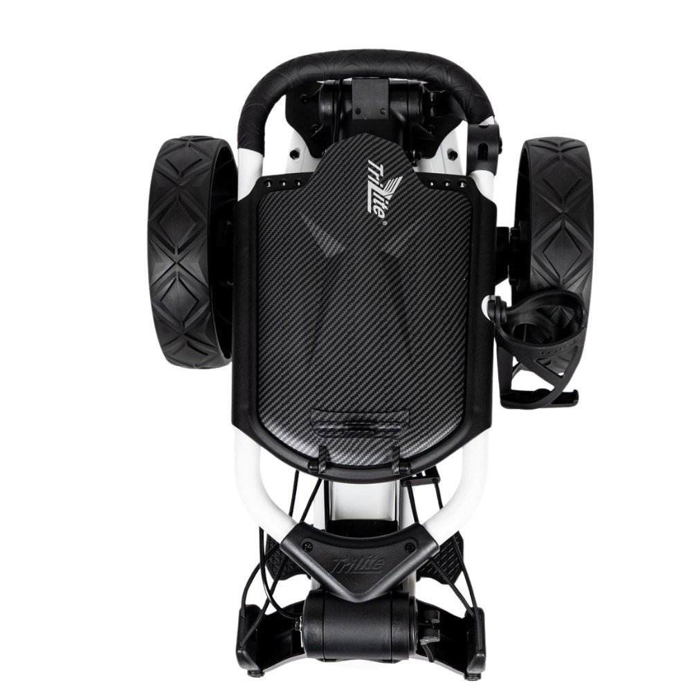 TriLite T-Flash golftrolley, weiss/schwarz, Carbon-Dekor
