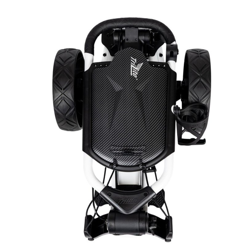 TriLite T-Flash golftrolley, weiss/schwarz, Carbon-Dekor