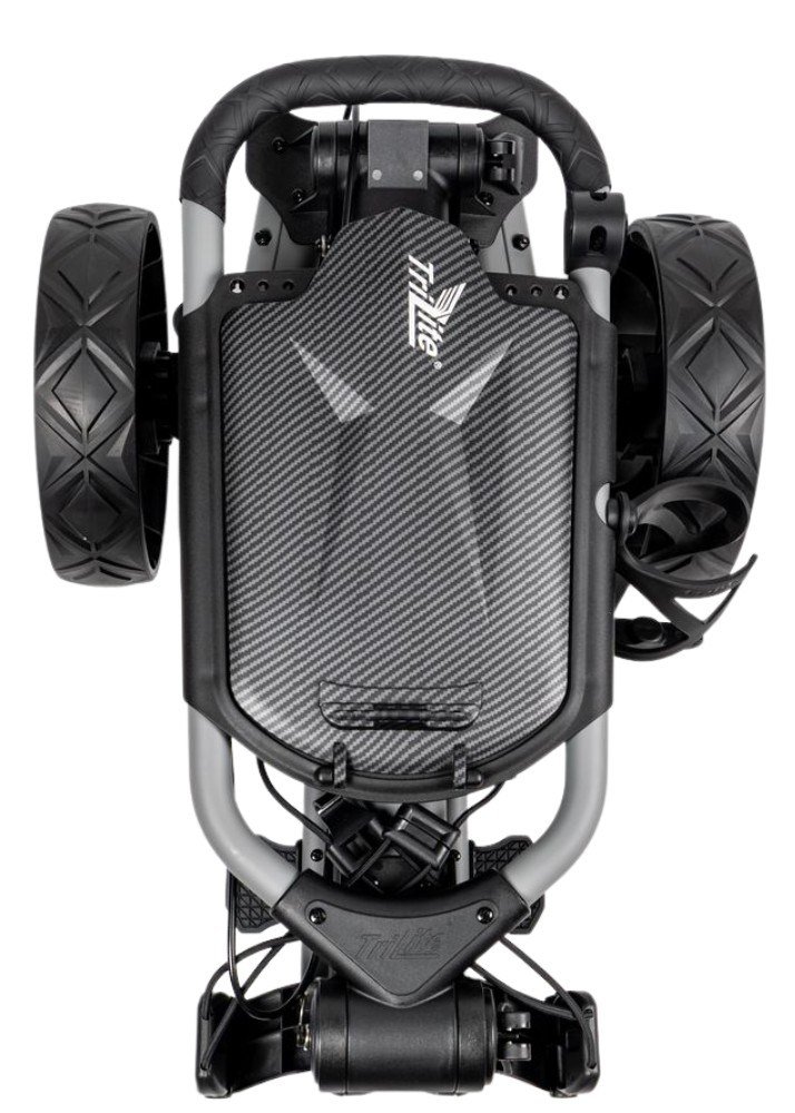 TriLite T-Flash golftrolley, grau/schwarz, Carbon-Dekor