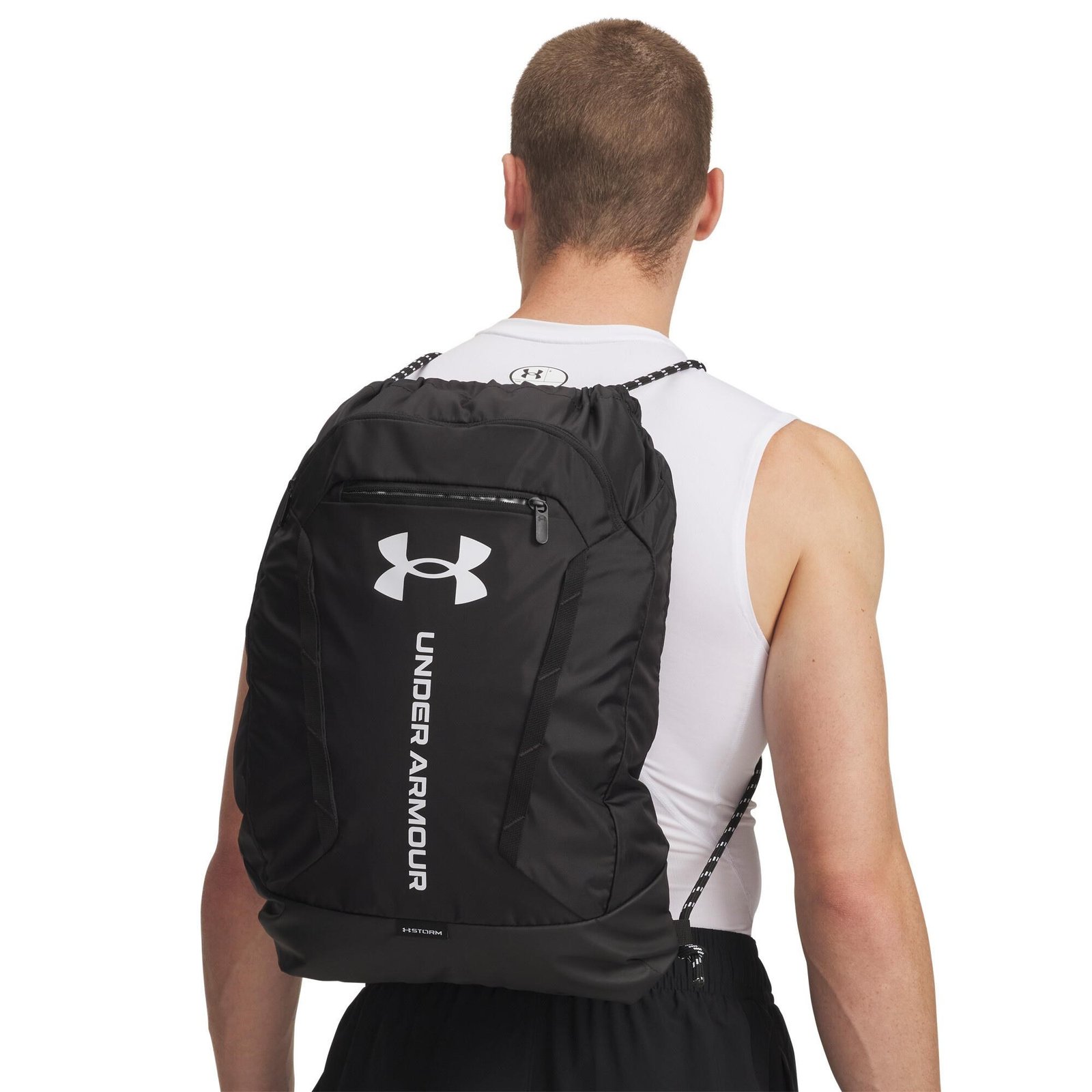 Under Armour Hustle Sackpack Tasche, schwarz