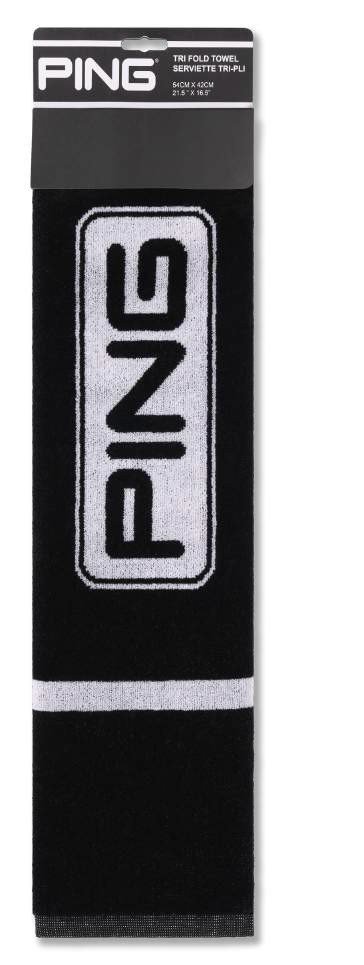 Ping Trifold GolfHandtuch, schwarz/weiss