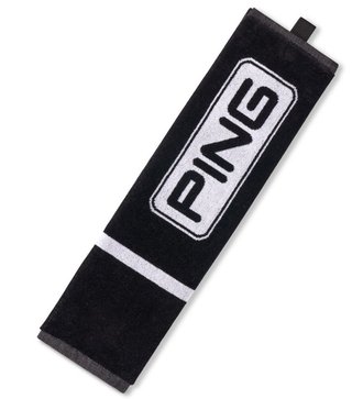 Ping Trifold GolfHandtuch, schwarz/weiss