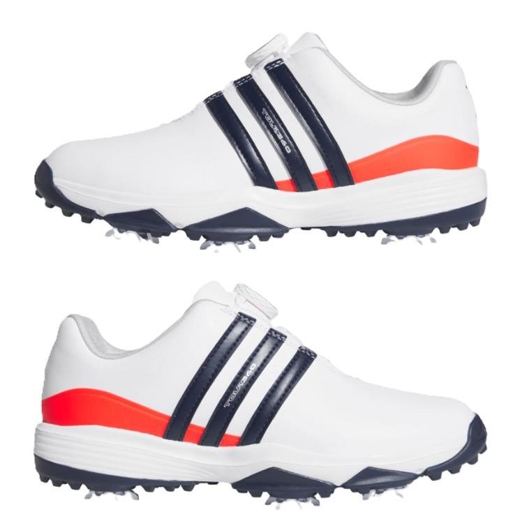 Adidas Tour360 24 Boa Junior Golfschuhe, weiss/dunkelblau/rot