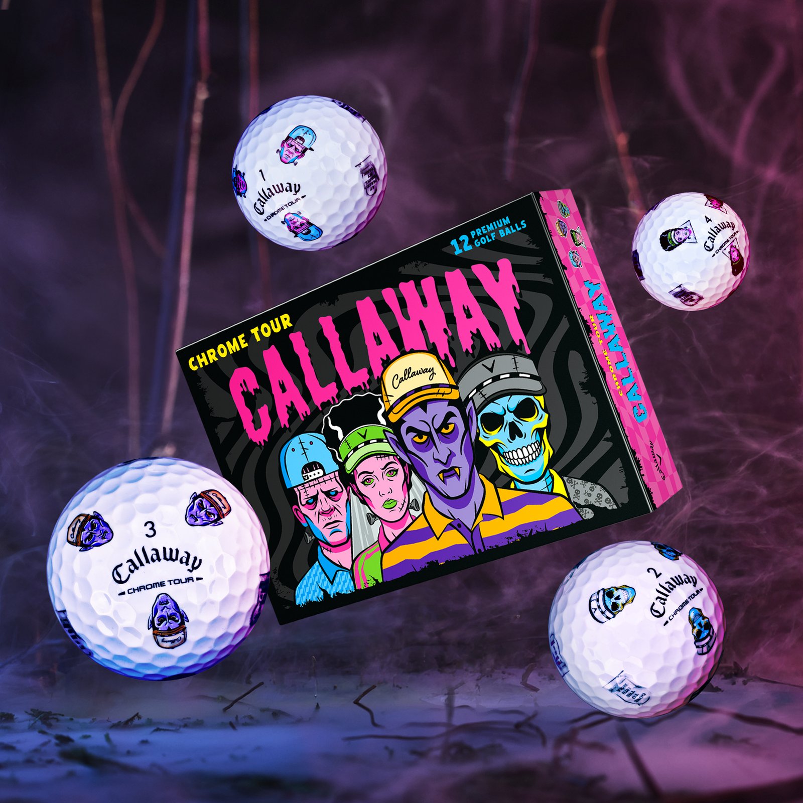Callaway Chrome Tour Truvis Golfbälle 2026 (12 Bälle), Halloween