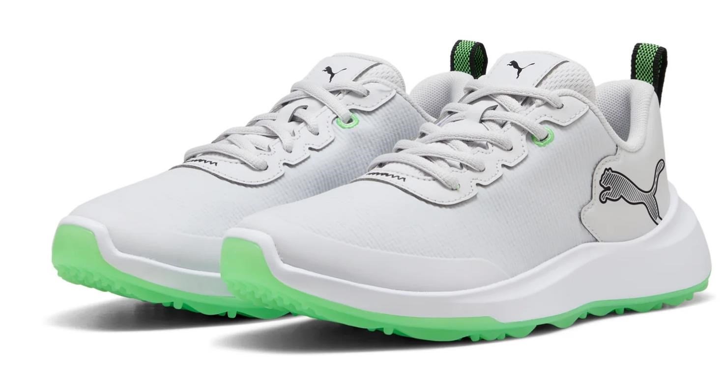 Puma Gruve Sport Junior Junior Golfschuhe, white/fluro green pes