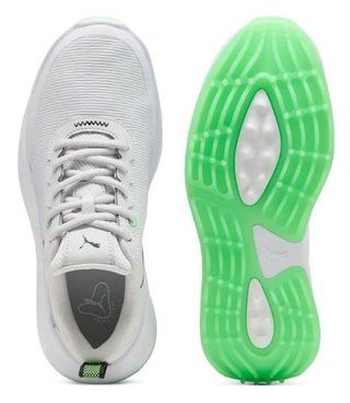 Puma Gruve Sport Junior Junior Golfschuhe, white/fluro green pes