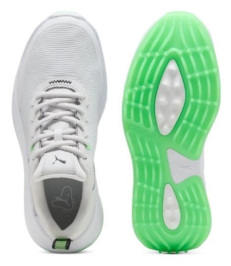 Puma Gruve Sport Junior Junior Golfschuhe, white/fluro green pes