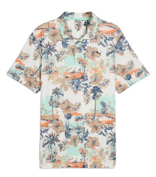 Puma Cloudspun Palm Herren Poloshirt, warm white/mint jelly/melon glow