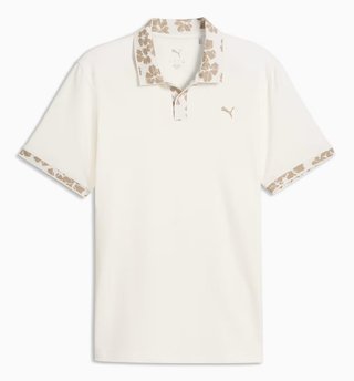 Puma Modalon Floral Rib Herren Poloshirt, warm white/ice coffee