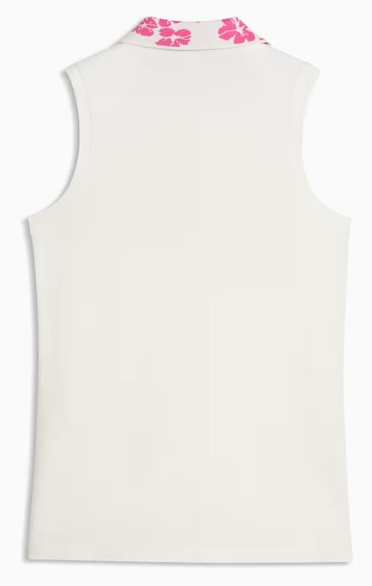 Puma Modalon Floral Rib Sleeveless Damen Poloshirt, warm white/pink opal