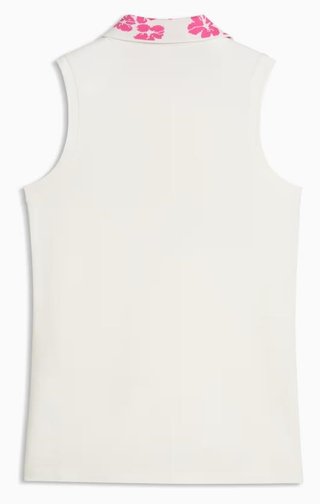 Puma Modalon Floral Rib Sleeveless Damen Poloshirt, warm white/pink opal