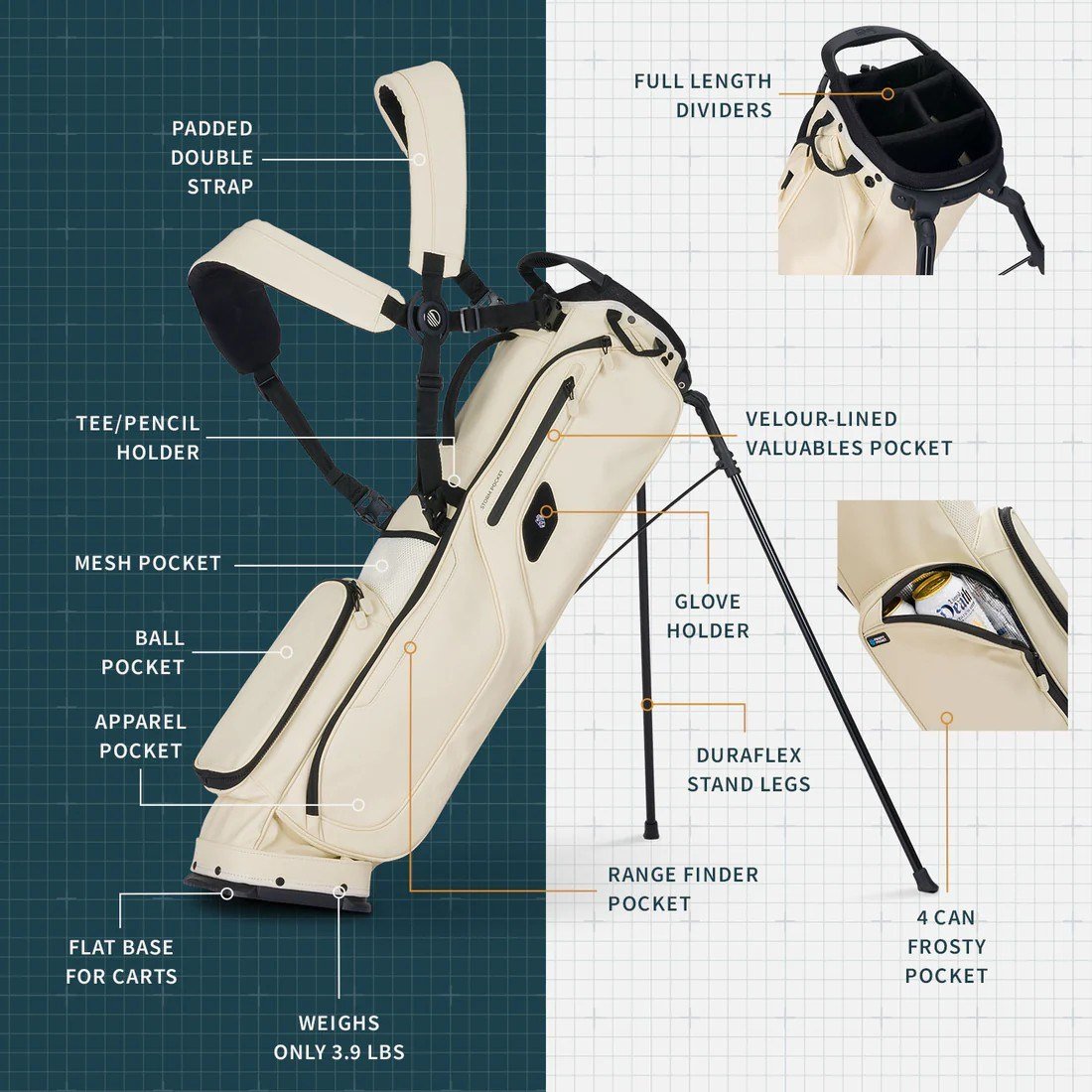 Sunday Golf El Camino S-Class Pencilbag, cream