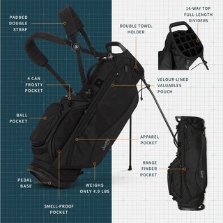 Sunday Golf Ryder 14 Standbag, schwarz