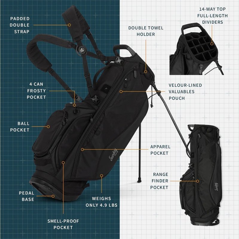 Sunday Golf Ryder 14 Standbag, schwarz