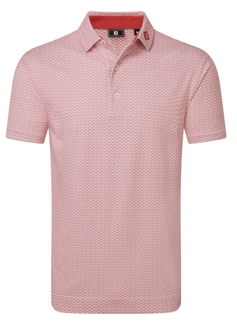 FootJoy Scallop Geo Pique Herren Poloshirt, nantucket red