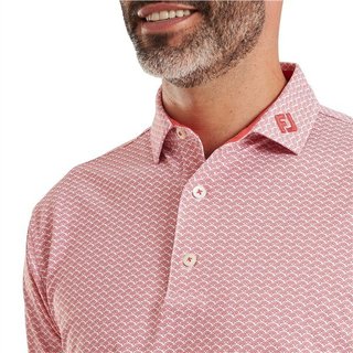 FootJoy Scallop Geo Pique Herren Poloshirt, nantucket red
