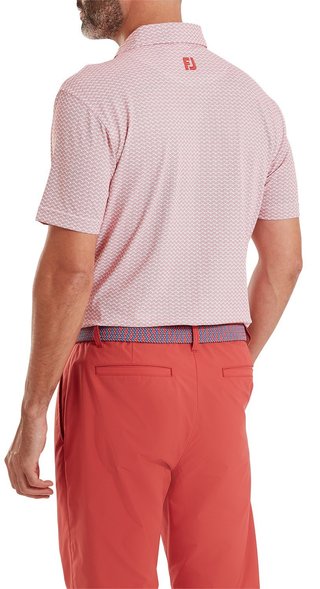 FootJoy Scallop Geo Pique Herren Poloshirt, nantucket red