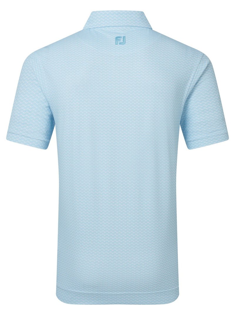 FootJoy Scallop Geo Pique Herren Poloshirt, blue reef