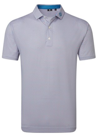 FootJoy Nautical Flag Print Lisle Herren Poloshirt, nantucket red/coastal blue