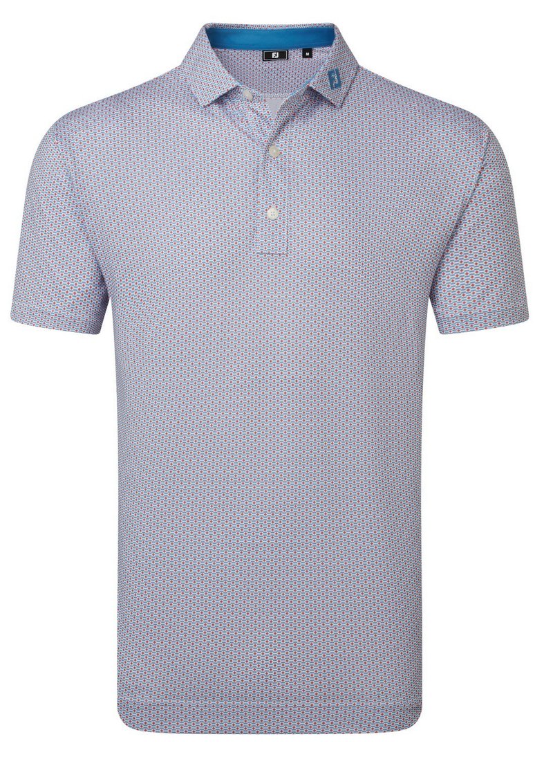 FootJoy Nautical Flag Print Lisle Herren Poloshirt, nantucket red/coastal blue