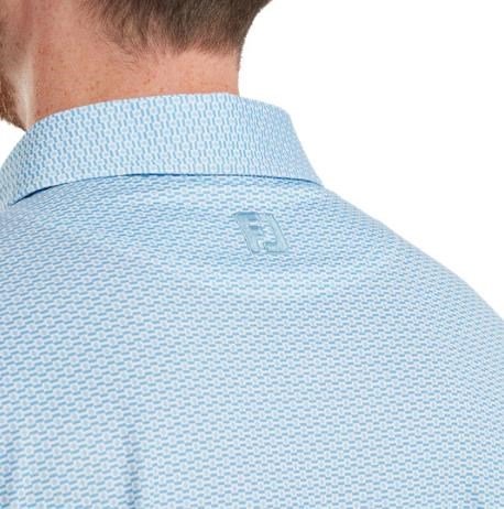 FootJoy Nautical Flag Print Lisle Herren Poloshirt, blue reef/deep reef