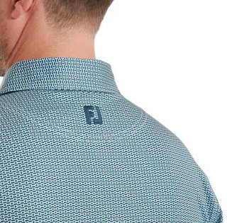 FootJoy Nautical Flag Print Lisle Herren Poloshirt, field green/navy