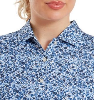FootJoy Cap Sleeve Lisle Damen Poloshirt, navy floral print