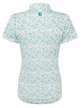 FootJoy Cap Sleeve Lisle Damen Poloshirt, tile blue floral print