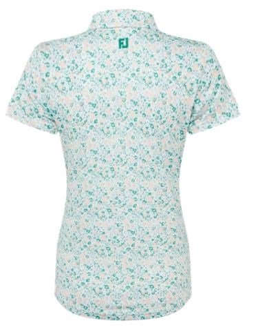 FootJoy Cap Sleeve Lisle Damen Poloshirt, tile blue floral print