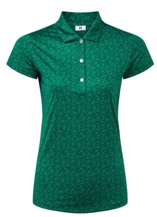 FootJoy Painted Floral Cap Sleeve Lisle ladies polo, field green