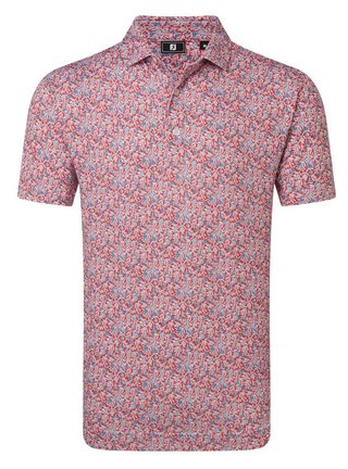 FootJoy Meadow Print Lisle Herren Poloshirt, nantucket red/hambray/coastal blue