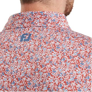 FootJoy Meadow Print Lisle Herren Poloshirt, nantucket red/hambray/coastal blue