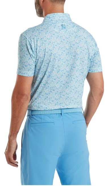 FootJoy Meadow Print Lisle Herren Poloshirt, blue reef/sea glass/deep reef