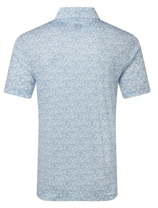 FootJoy Hidden Palm Print Lisle Herren Poloshirt, chambray/white