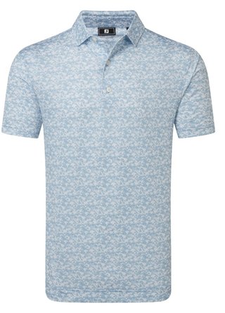 FootJoy Hidden Palm Print Lisle Herren Poloshirt, chambray/white