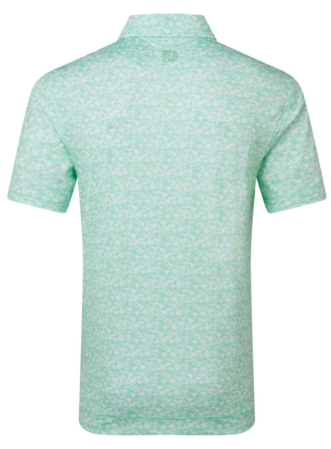 FootJoy Hidden Palm Print Lisle Herren Poloshirt, sea glass/white