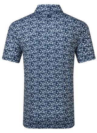 FootJoy Hidden Palm Print Lisle Herren Poloshirt, weiss/blau