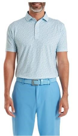 FootJoy Surfs Up Print Lisle Herren Poloshirt, deep reef/white/sea glass/blue reef