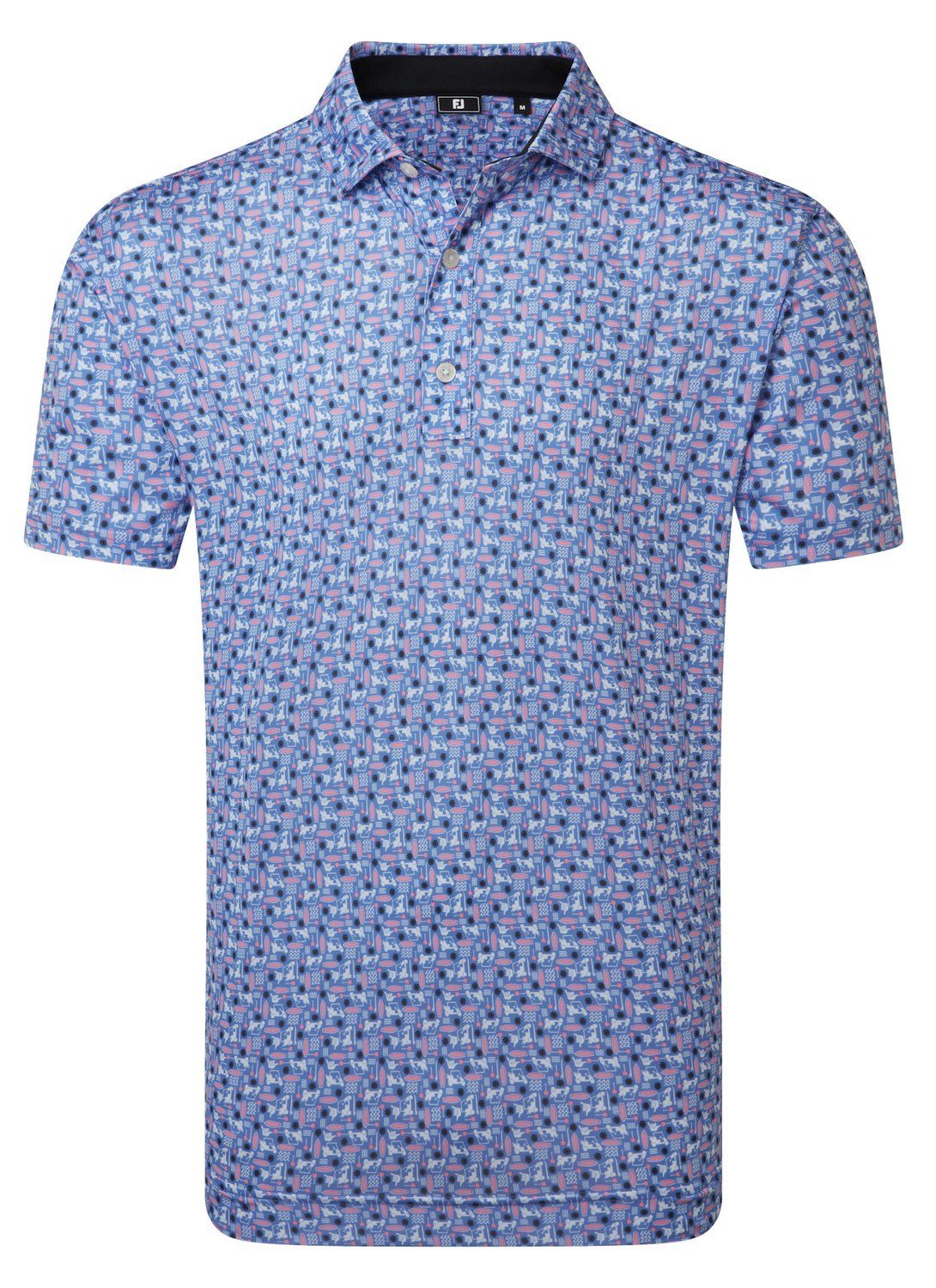 FootJoy Surfs Up Print Lisle Herren Poloshirt, white/vivid violet/pink pop/black