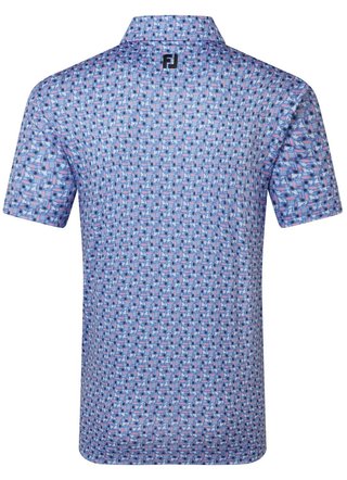 FootJoy Surfs Up Print Lisle Herren Poloshirt, white/vivid violet/pink pop/black